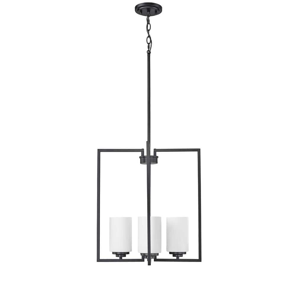Luxx 240-Watt 4-Light Matte Black Pendant-Light Ribbed Etched Opal White Shade price history on PriceWatchPro