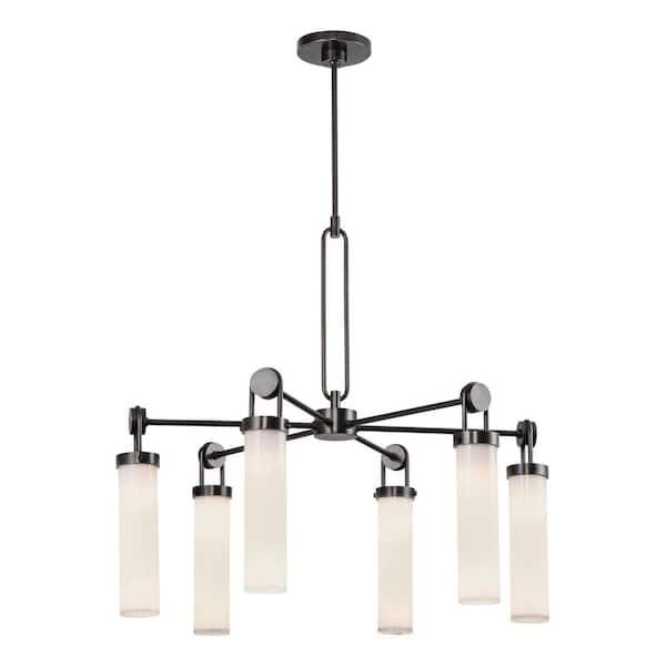 Wynwood 32 in. 6 Light 60-Watt Urban Bronze/Glossy Opal Chandelier