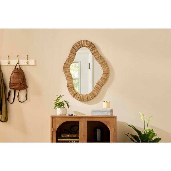 Natural Puddle Shape Framed Mirror (24 in. W x 32 in. H)