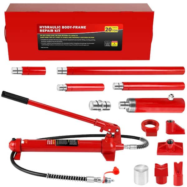 20-Ton Hydraulic Ram Jack Body Repair Kit Porta Power Set with Storage Case