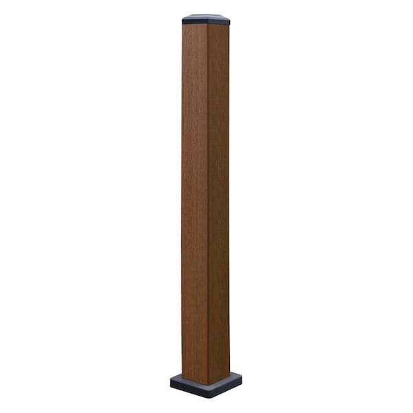 NewTechWood Ultra Shield 3.7 in. x 3.7 in. x 3.5 ft. Brazilian Ipe Composite Hemispheres 3.5 ft. Post Kit