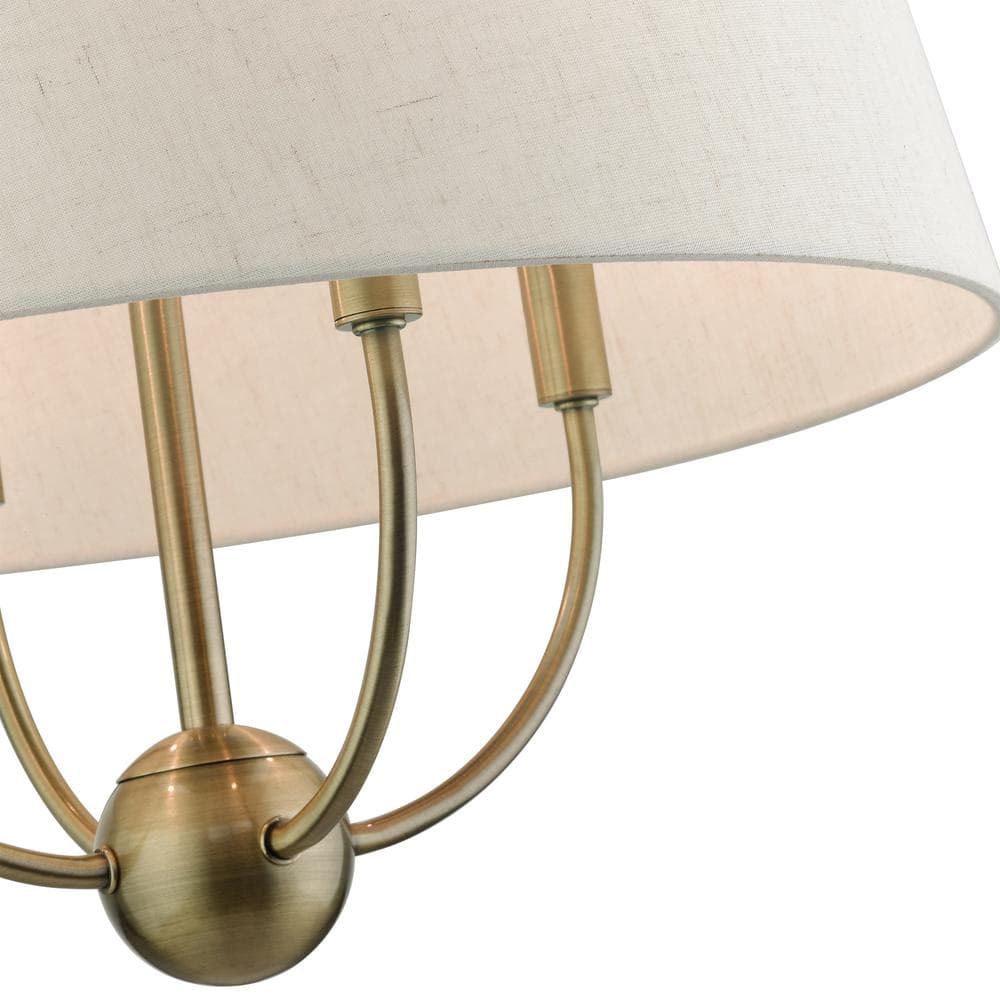 Cartwright Antique Brass Drum Pendant with Oatmeal Shade
