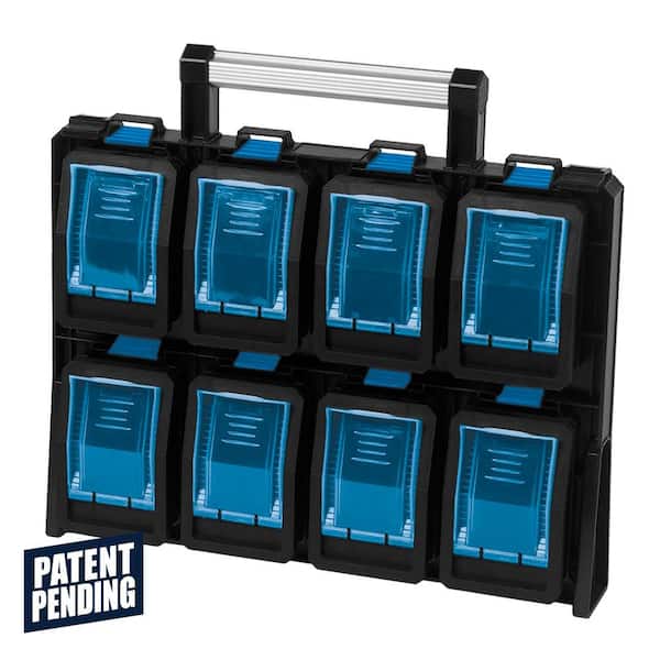 TAFCO Product 8-Compartment Wall Mount Quick Release Small Parts Organizer, Blue