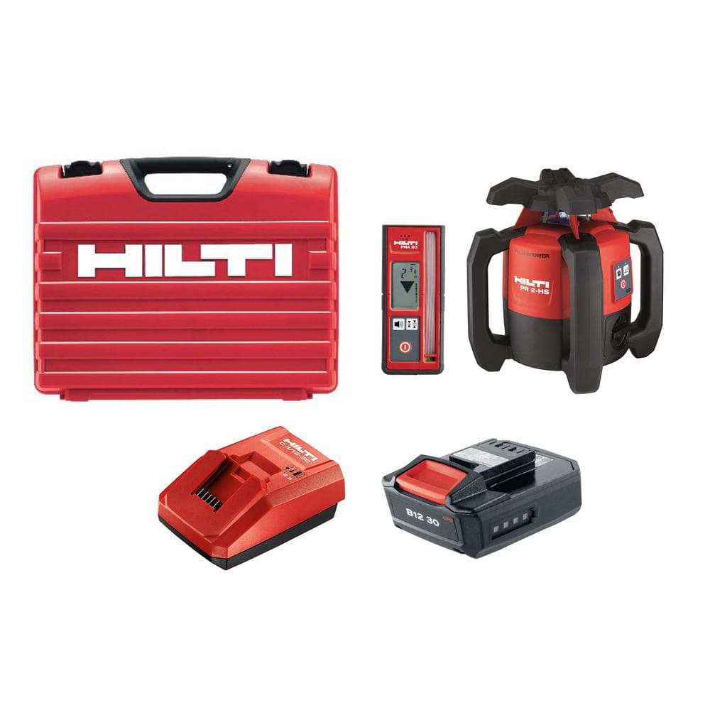 Hilti PR 2-HS 12-Volt 1969 ft. Red Rotating Laser Level with Receiver, Battery, Charger and Case