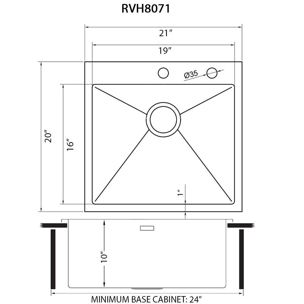 Ruvati 21 Inch Stainless Steel Single Bowl Kitchen Sink