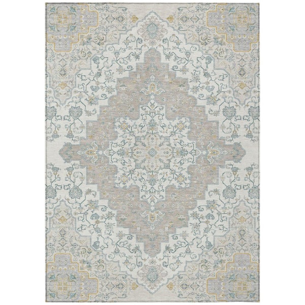 Chantille Machine Washable Indoor/Outdoor Abstract ACN2486 Ivory 8 ft. x 10 ft. Area Rug