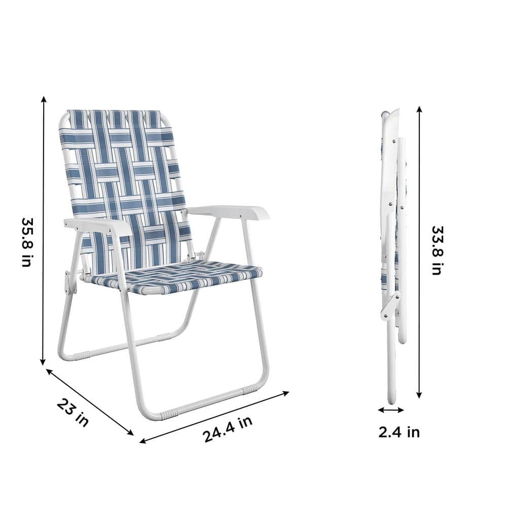 Priscilla French Blue and White Folding Outdoor Chair