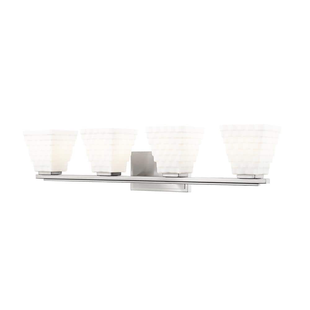 Annalise 32 in. 4 Light Brushed Nickel Vanity Light with Matte Opal Glass S