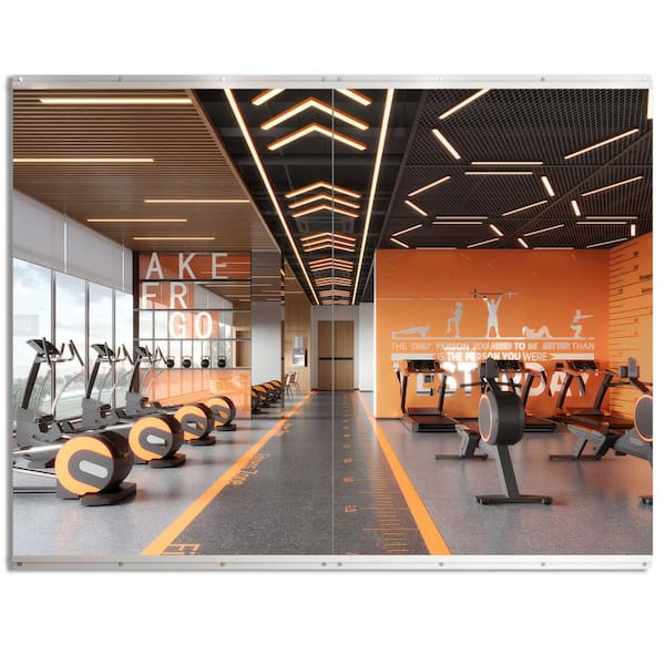96 in. W x 72 in. H Modern Rectangle Frameless Wall-Mounted Gym Mirror Dance Mirror