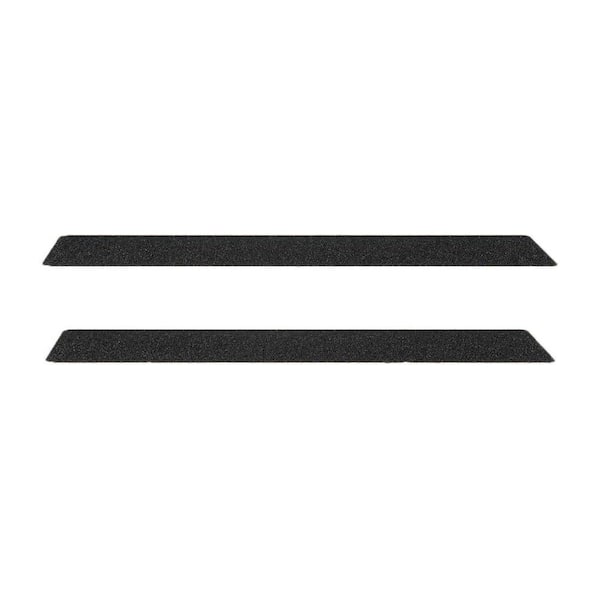 Black 6 in. x 24 in. Aluminum Oxide Stair Tread Cover Set of 5 Non-Slip Outdoor Step Strips for Wooden Steps