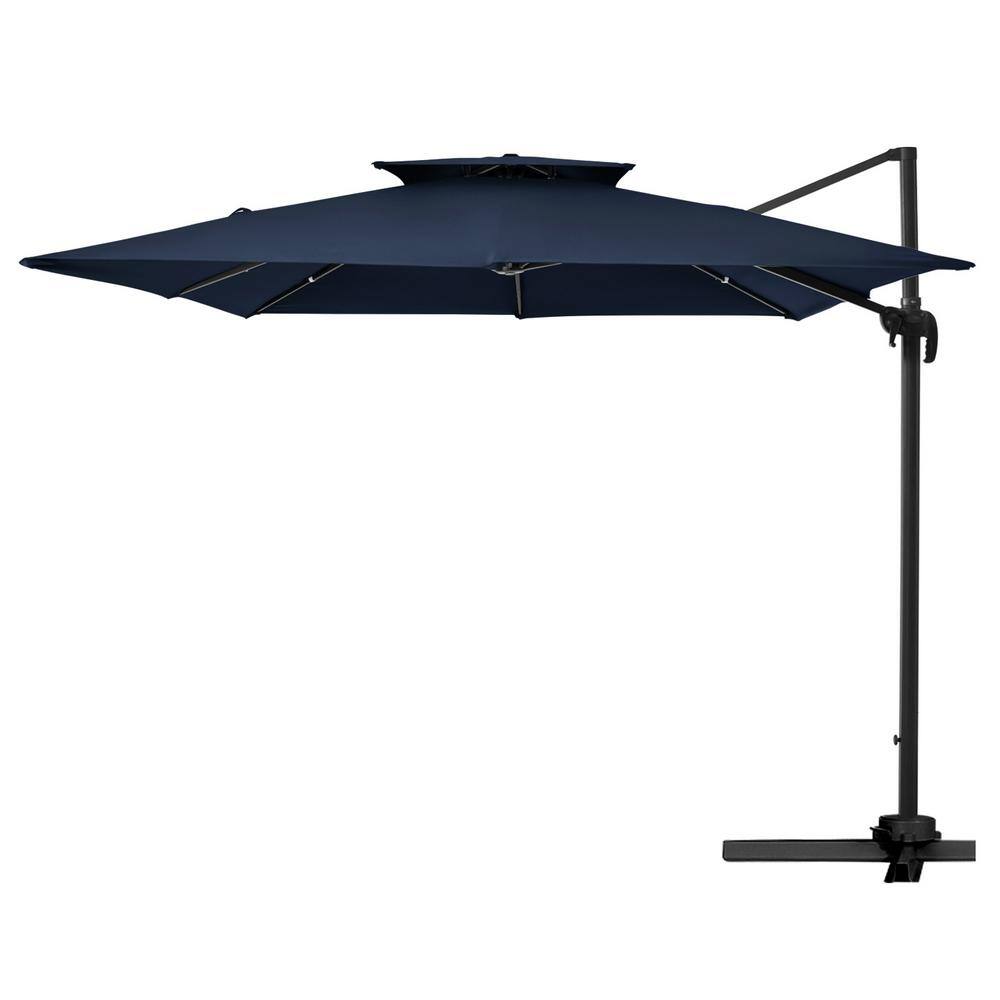 JEAREY 12 ft. x 12 ft. Square Outdoor Cantilever Umbrella Patio 2Tier