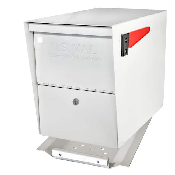 Package Master X4 Locking Post Mount Mailbox Combo Kit, Alpine White, Surface Mount Post, 4 Compartment Security Cluster