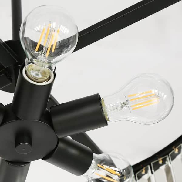 LNC Elvira 6-Light Black Drum Chandelier with Crystal