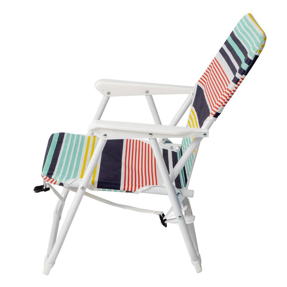 Colorful Striped Steel Frame Beach Armchair