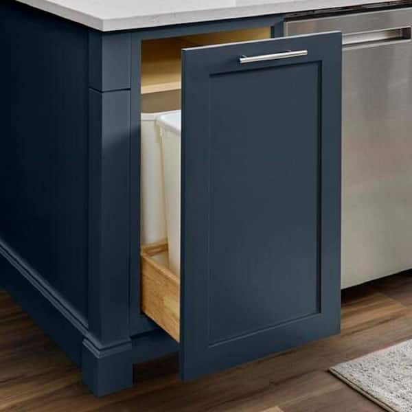 Avondale 18 in. W x 24 in. D x 34.5 in. H Ready to Assemble Plywood Shaker Double Trash Can Kitchen Cabinet in Ink Blue