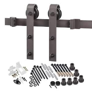 8 ft. Premium Bronze Interior Modern Country Rustic Wood Barn Door Closet Hardware Track Kit