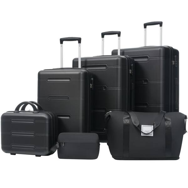 LIVACA 6-Piece Black Lightweight Hardshell ABS Plastic Double