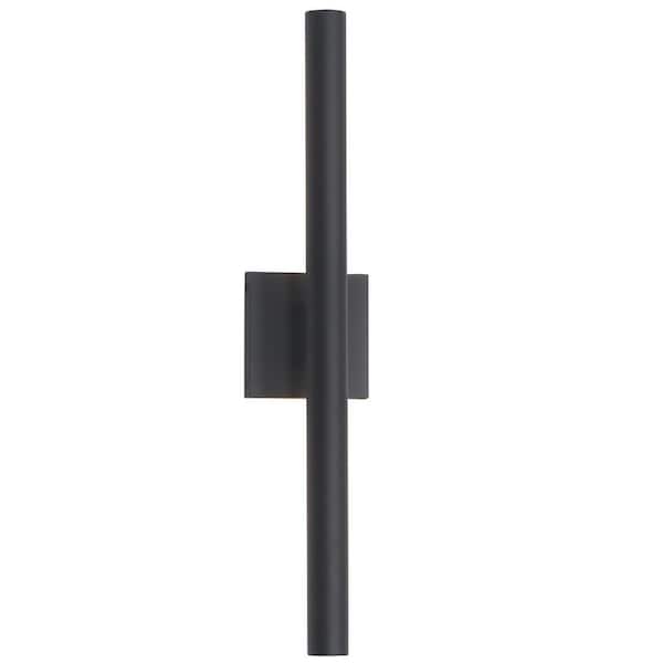 24 in. Cylinder Black Outdoor Waterproof Integrated LED Wall Sconce, 3000K Porch Light