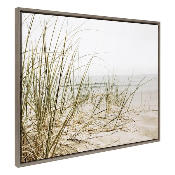 Kate and Laurel Sylvie Calming Beach Grass Framed Canvas by the Creative Bunch Studio (Set of 1) Nature Art Print 31.49 in. x 42.00 in.