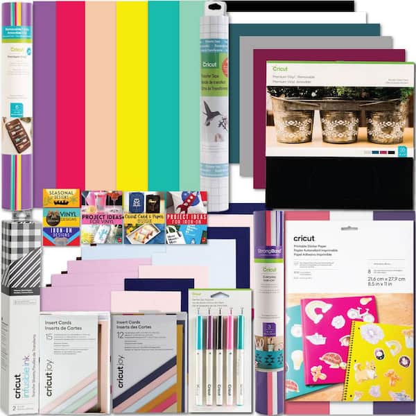 Explore and Maker Deluxe 70+ Piece Materials and Accessories Bundle with Vinyl, HTV, Cards, Pens and Sticker Paper