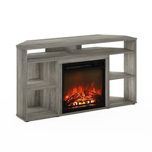 Jensen French Oak Grey Corner TV Stand Entertainment Center Fits TV's up to 55 in. with Fireplace