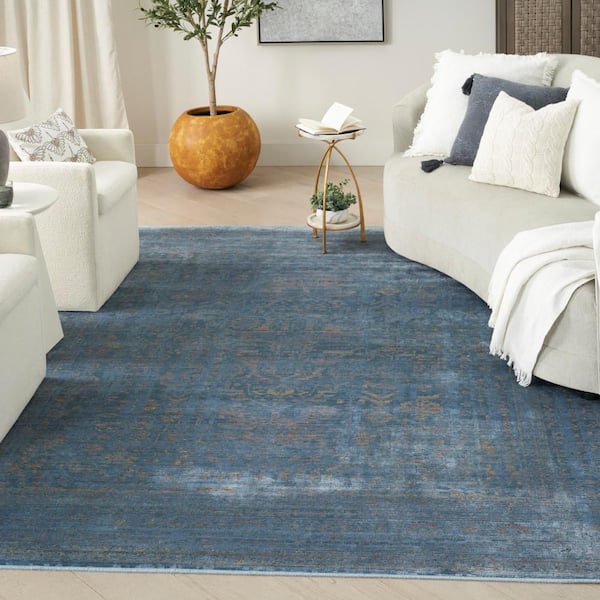 Luxurious Blue 5 ft. x 7 ft. Distressed Traditional Area Rug