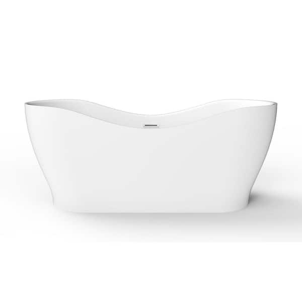 Barclay Products Mavis 66.75 in. x 31.5 in. Soaking Bathtub with Center Drain in White/Oil Rubbed Bronze