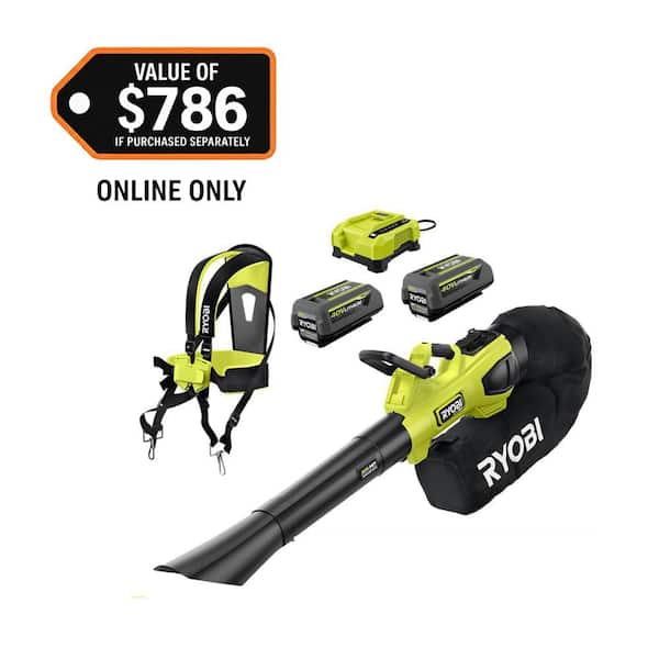 40V HP Brushless 100 MPH 600 CFM Cordless Leaf Blower/Mulcher/Vacuum with (2) 4.0 Ah Batteries and Charger