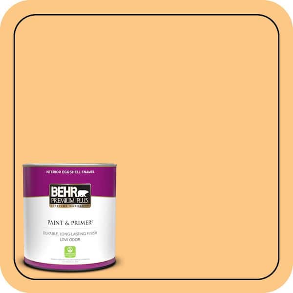 BEHR PREMIUM PLUS 1 qt. #P240-4 Mango Tango Eggshell Enamel Low Odor Interior Paint & Primer