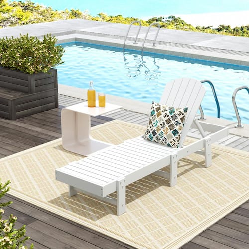 Altura White HDPE Plastic Outdoor Adjustable Backrest Classic