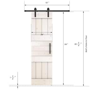 Mid Lite Series 24 in. x 84 in. Fully Set Up White Finished Pine Wood Sliding Barn Door With Hardware Kit