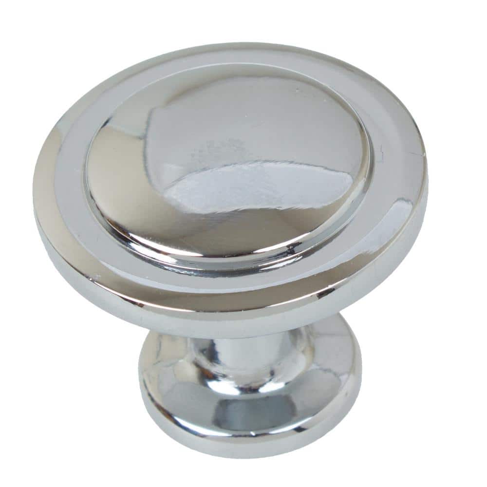 Polished Chrome Round Cabinet Knob with Mounting Hardware