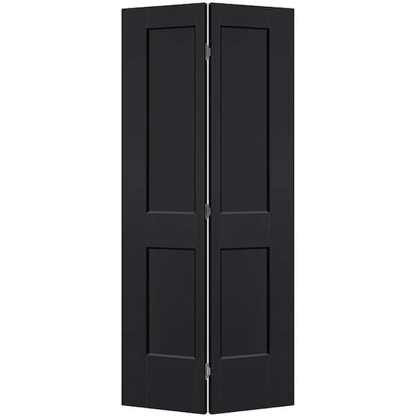 Masonite 36 in. x 80 in. 2-Panel Logan Hollow Core Jet Black Molded Composite Bi-Fold Door