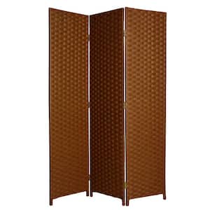 Dark Brown Wooden Foldable 3 Panel Room Divider with Streamline Design