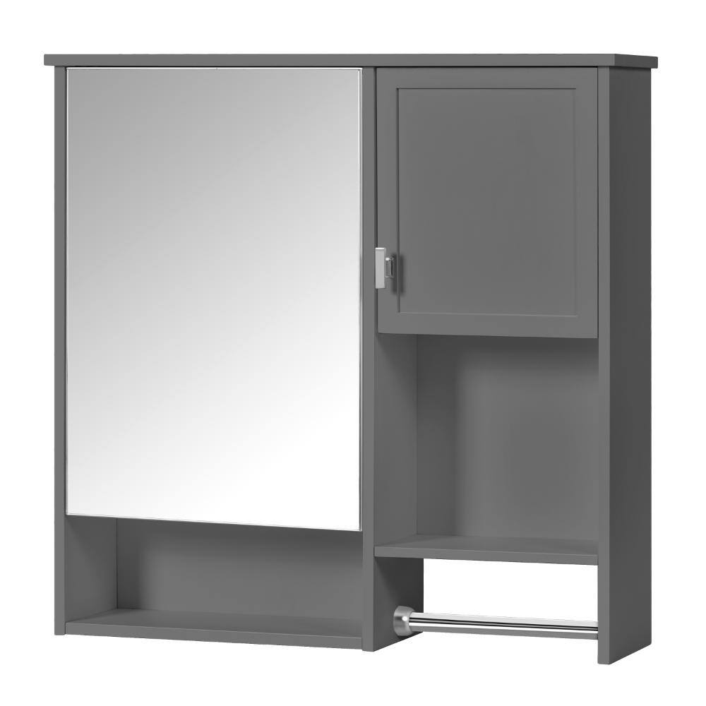 29 in. W x 28 in. H Rectangular Medicine Cabinet with Mirror, Space Saver Cabinet with Towels Bar in Gun Gray price history on PriceWatchPro