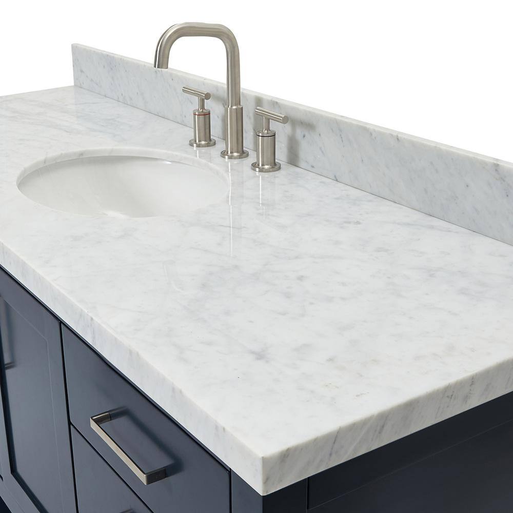 Magnolia Midnight Blue 61" Single Sink Vanity with Marble Top