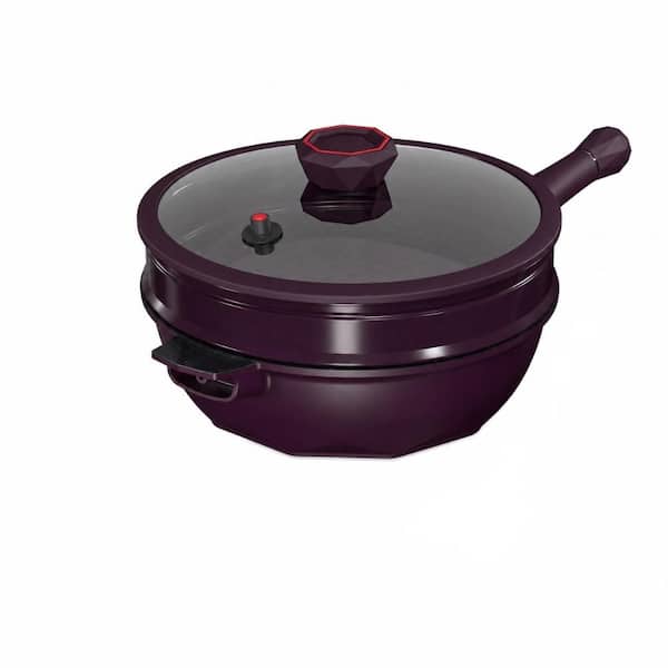 5 qt. 11 in. Titanium Nonstick Saute Pan with Lid and Steamer Grid, 8-in-1 Multipurpose, PFOA Free