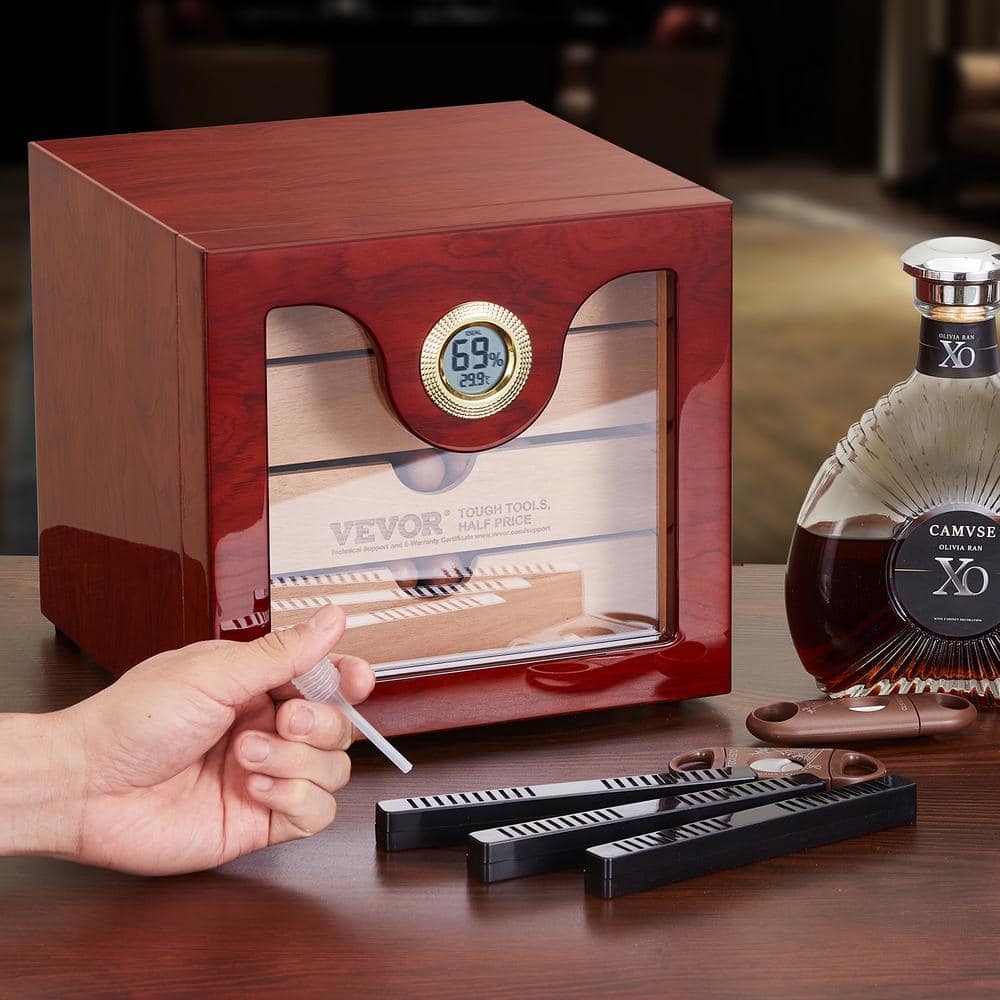 Handmade Cedar Wood Cigar Humidor with Hygrometer and Humidifier