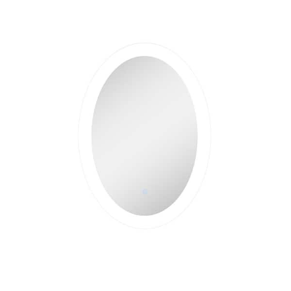 Unbranded 20 in. W x 28 in. H Oval Frameless LED Light Anti-Fog Wall-Mounted Bathroom Vanity Mirror
