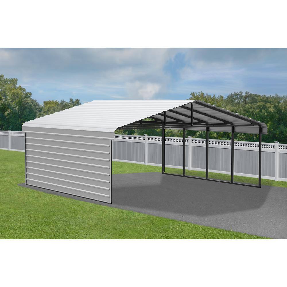 Eggshell 20' x 20' Steel Carport Kit with Enclosure