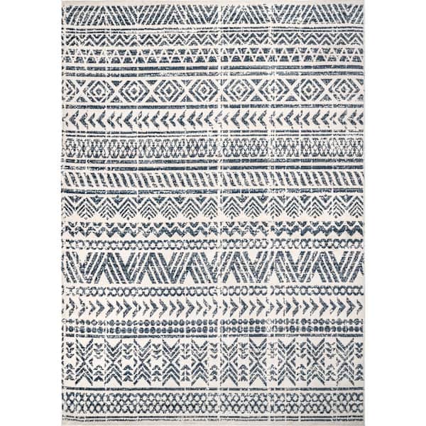 nuLOOM Chloe Blue 4 ft. x 6 ft. Tribal Motif Banded Indoor Area Rug