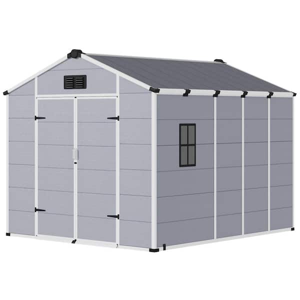 8 ft. W x 10 ft. D Metal Shed with Lockable Double Doors and Built-In Floor (80 sq. ft.)