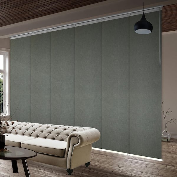 EMOH Nikolai 70 in. - 130 in. W x 94 in. L Adjustable 6- Panel White Single Rail Panel Track with 23.5 in. Slates