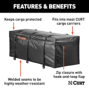 56 in. x 22 in. x 21 in. CURT Hitch Cargo Carrier Bag (Water, UV-resistant black vinyl)