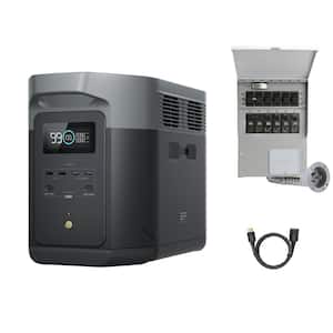 120V Home Battery Backup:2048Wh DELTA 2 Max Battery Generator+Transfer Switch(306A1)+Adapter Cord for Home Use, Blackout