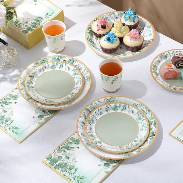 【フルセット】ハレテーブル＋日和（生刷入）＋各プレート＆BX五徳＋プレートケース Adrinfly Sage Green Disposable Tableware Set for 50-Guests (250