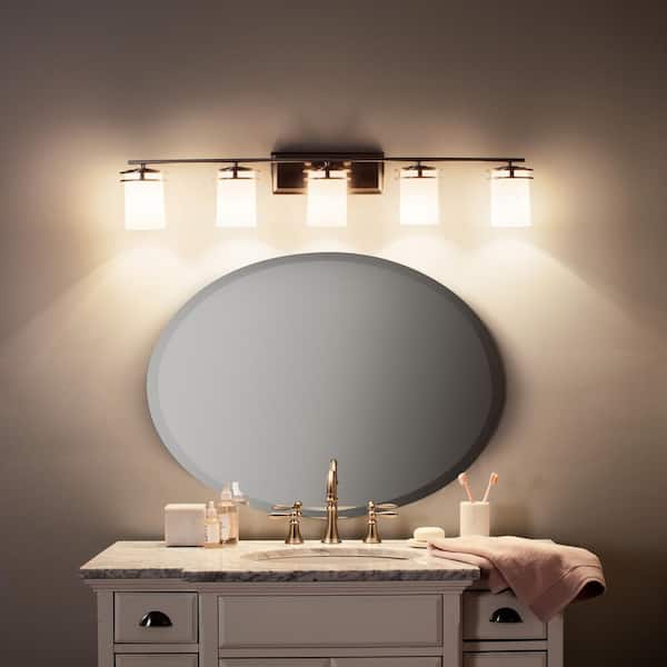 5 Light Brushed Nickel Vanity, Kichler Bathroom Vanity Lighting