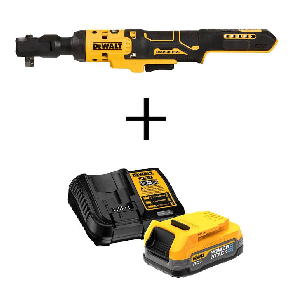 DEWALT 20-Volt Maximum Lithium-Ion 3/8 in. Cordless Ratchet with POWERSTACK  1.7 Ah Battery and Charger DCF513BWCBP034C - The Home Depot