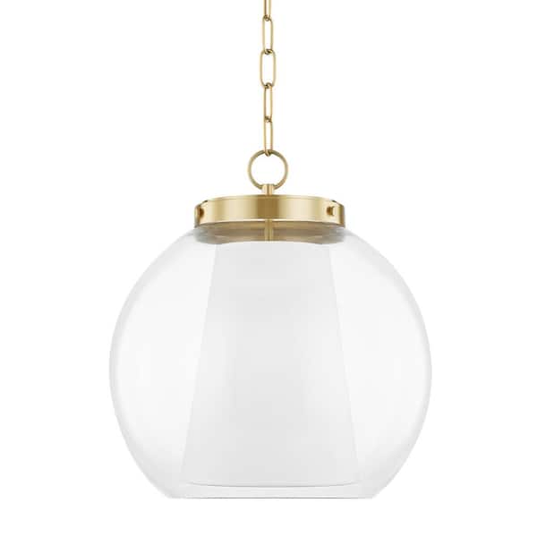MITZI HUDSON VALLEY LIGHTING Sasha 1-Light Aged Brass Shaded Pendant