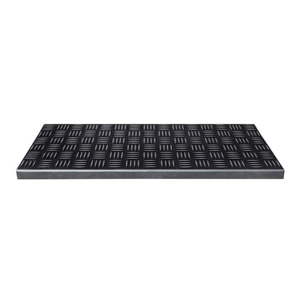 Ottomanson Waterproof, Low Profile Non-Slip Indoor/Outdoor Rubber Stair Treads, 10 in. x 26 in. (Set of 5), Black/Silver